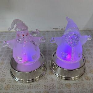 Light-Up Snowman and Santa Figurines
